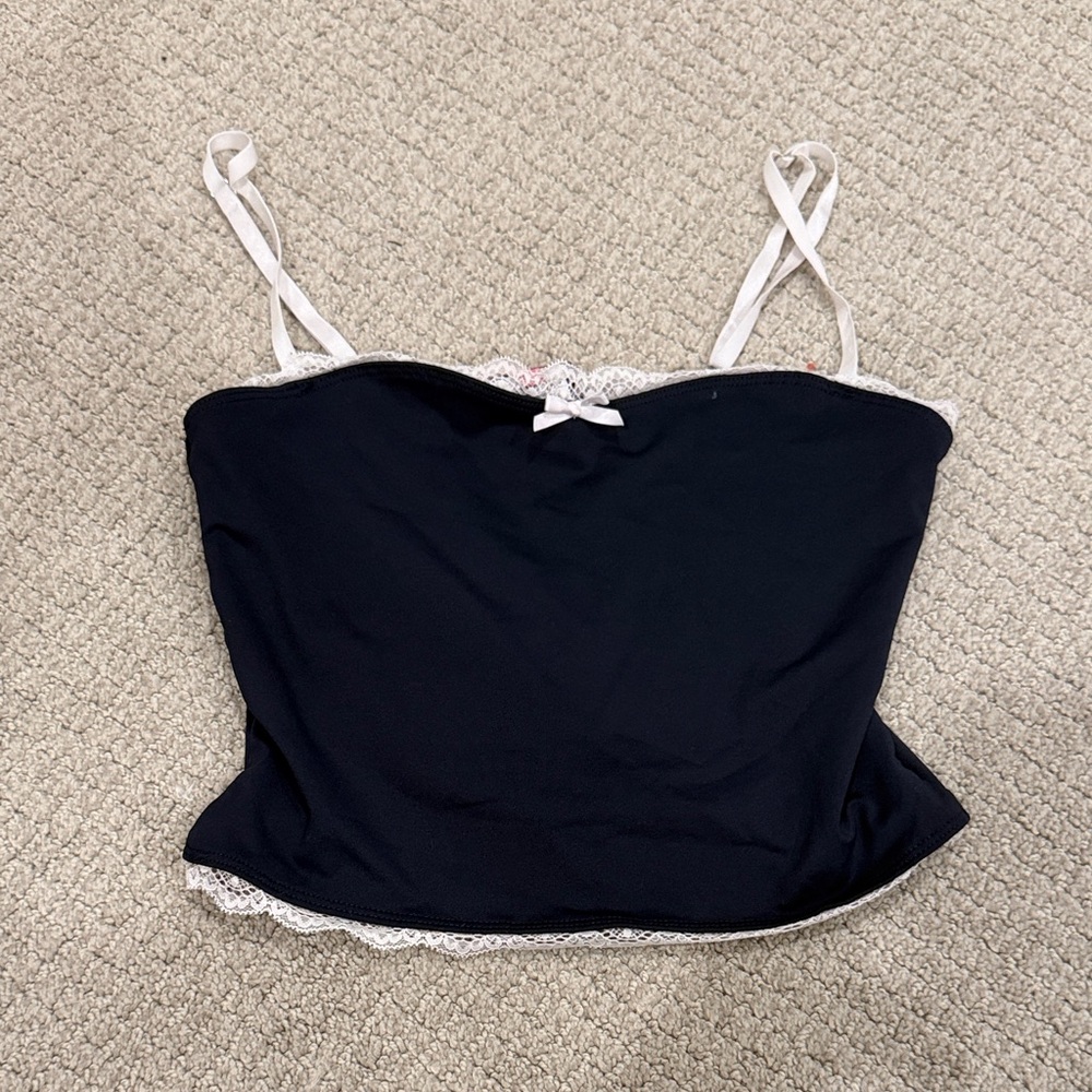 Edikted Navy Camisole with White Lace